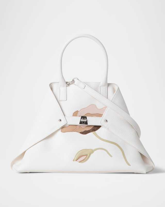 Ai Small Flower Leather Top-Handle Bag